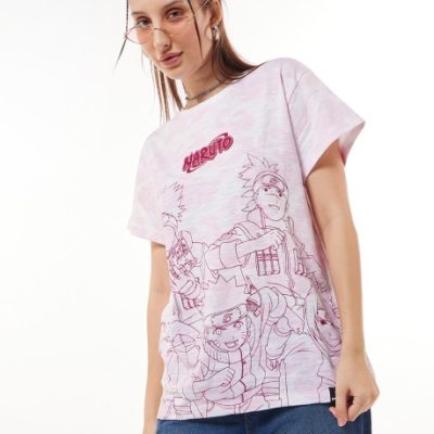 Women Graphic Print Round Neck Pure Cotton Pink T-Shirt